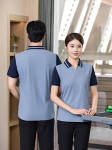 Uniforme de travail pour le personnel de nettoyage d'hôtel, tenue de ménage à manches courtes printemps-été, vêtements de service professionnels - Product Image 6