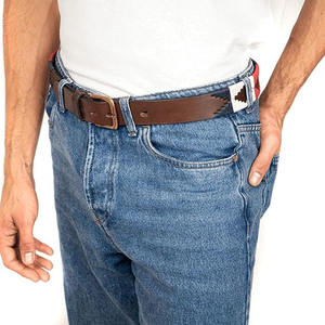 Handmade Leather Polo <b>Belt</b> with Pampa Diamond Pattern in <b>Red</b> White Blue Equestrian Style Casual Wear - Product Image 2