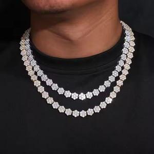 Trendy Moissanite Cuban <b>Iced</b> <b>Out</b> 925 Silver Hip hop Men VVS Diamond Moissanite Cuban Link <b>Chain</b> For Unisex - Product Image 1