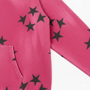 Sudadera con capucha y cremallera con estampado de estrellas rosas, unisex, de forro polar, corte regular, estilo casual de otoño, a precios de mayorista. - Product Image 5