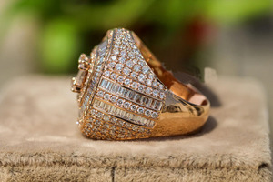 Hip Hop Cluster <b>Ring</b> 925 Sterling <b>Silver</b> Emerald Cut Prong Setting for Women <b>Men</b> Engagement or Wedding for Anniversary Gift - Product Image 2