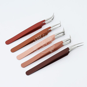 Pinzas profesionales para extensiones de pestañas, puntas de fibra antideslizantes, pinzas finas de volumen de 90 grados, pinzas clásicas curvas - Product Image 4