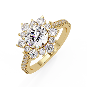 แหวนหมั้นเพชรทรงซันเบิร์สต์แบบหรูหรา ได้รับการรับรองจาก IGI ทองคำขาว 14K แหวนแต่งงานลายดอกไม้ เครื่องประดับเจ้าสาว 1.75 กะรัต - Product Image 3