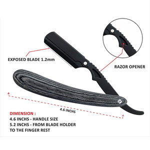 Navaja de barbero multifuncional con mango de madera, herramienta de depilación de metal negro para productos para la barba - Product Image 2