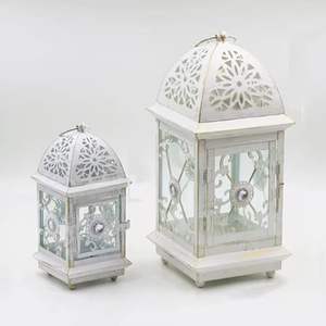 Juego de Faroles de Metal Blanco Vintage, Faroles Decorativos con Recortes, Faroles Colgantes para Interiores y Exteriores, Decoración para Bodas y Hogar - Product Image 6