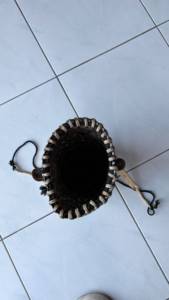 Sac fourre-tout bohème en paille avec cordon de serrage, couleur unie et broderie de Bali, best-seller indonésien, pour usage quotidien - Product Image 2