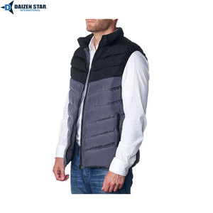 Daizen Star Gilet matelassé pour homme en polyester noir et gris, 220g, col montant, fermeture éclair sur le devant, coupe-vent, décontracté, hiver - Product Image 2