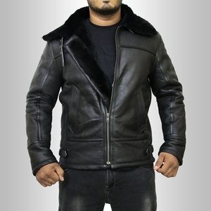 Men's Genuine Leather <b>Thin</b> Reversible Plus Size Winter <b>Jacket</b> with Zipper Closure - Product Image 4