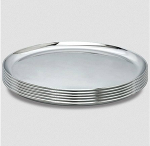 Stainless Steel Round Charger <b>Plates</b> 8 Pec Polished Silver Metal Dinnerware <b>Plates</b> for <b>Camping</b> Party Use - Product Image 6