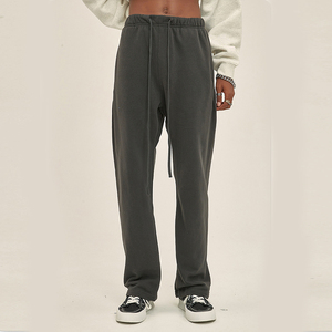 Achetez des pantalons de jogging en coton pour hommes avec logo brodé personnalisé et effet vieilli, pantalons de sport pour hommes - Product Image 1