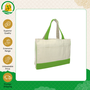 Hot Selling Premium Quality Eco-Friendly Fashionable Letter Open Self-Handle Soft Green <b>Canvas</b> Shopping <b>Bag</b> for Women - Product Image 4