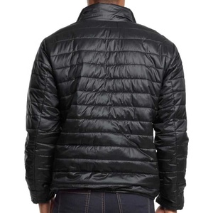 <b>Men's</b> Black PU Puffer Jacket Stand Collar Zipper Closure Windproof Casual Winter <b>Coat</b> Regular Fit Solid Color 2026 - Product Image 3