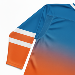 Jersey de Hockey Sublimado OEM, Transpirable, de Malla, Naranja y Azul, con Logotipo Personalizado, Uniforme de Hockey sobre Hielo para Equipo - Product Image 5