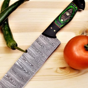 Couteaux de cuisine professionnels pour chef avec lame large et tranchante, finition forgée rustique et manche ergonomique en bois pour couper les légumes - Product Image 5