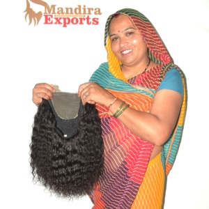 Peluca de Cabello Humano Ondulado Barato de la India, Tamil Nadu, 100% Sin Procesar, Remy, Cutícula Alineada, Color Natural, Doble Trama Fusionada a Máquina - Product Image 6
