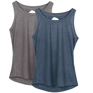 Camiseta sin mangas para mujer, espalda descubierta, ajuste holgado, color liso, transpirable, ligera, 100% poliéster, para yoga, entrenamiento, uso casual, venta al por mayor, OEM - Product Image 4