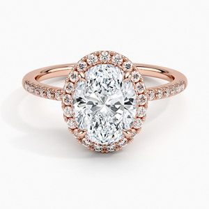 Bague de fiançailles Cambria Hiddan Halo en perle d'eau douce et moissanite, taille ovale, argent 925 plaqué or 14K, sertissage clos, GRA - Product Image 3