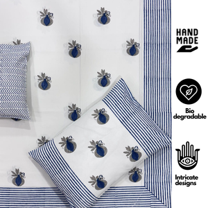 Jaipur Hand <b>Block</b> Printed Floral King Size Flat <b>Bed</b> Set 3 Pcs 100% Cotton 200TC Eco-Friendly Soft Durable Breathable Home Hotel - Product Image 2