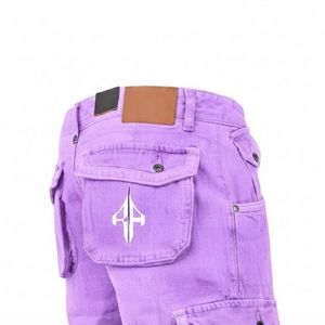 Pantalones Cortos de Mezclilla para Hombre, de Alta Calidad, con Estampado de Serigrafía, Estilo Jeans, de Pierna Ancha, Material Spandex/Poliéster - Product Image 3