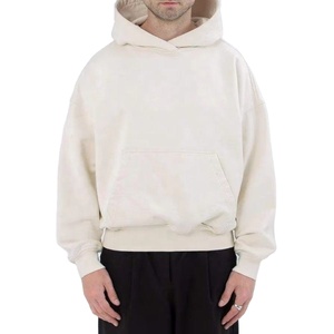 Sudadera con capucha para hombre, extragrande, con lavado ácido, de algodón puro de gramaje pesado, con logotipo personalizado, de terciopelo, con media cremallera, de invierno, con bolsillo canguro, tallas grandes - Product Image 3