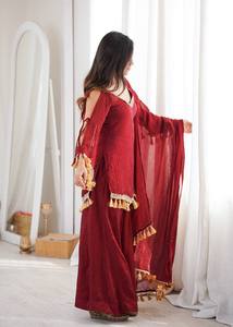 Ensemble Kurti et Palazzo Doremon en soie extensible pour femme, longueur genou, avec dupatta, bordure en dentelle et travail de miroir véritable, entièrement cousu, idéal pour les fêtes - Product Image 3