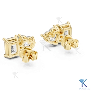 Toi Et Moi <b>Stud</b> <b>Earrings</b> Lab Grown <b>Emerald</b>-Cut Heart Cut 14K Solid Gold Luxury Fine Women Wedding Party Bridal Jewelry - Product Image 4
