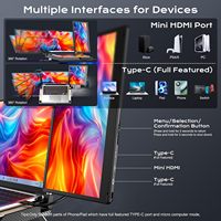 Moniteur portable double 14 pouces 1080P IPS FHD, multi-scénarios, Plug-and-Play, faible lumière bleue, pour le jeu, les affaires, l'utilisation personnelle sur ordinateur portable