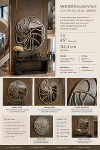 <b>Round</b> <b>Wall</b> <b>Mirror</b> Wooden Design Decorative <b>Mirror</b> for Bathroom Bedroom Living Room Modern | Stylish <b>Wall</b> Mounted Home 32 Inches - Product Image 5