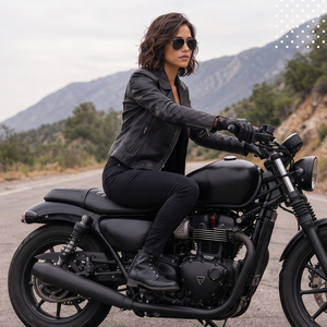 Women Genuine Leather Biker Jacket Turn Down Collar Multi Panel Full Sleeve Zipper Closure Motorcycle Jackets Ladies - Product Image 2