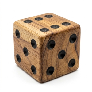 Wooden Dice Decorative <b>Ornament</b> <b>Large</b> Teak Game Cube Natural Handcrafted Sculpture Home Interior Accessory Art Board Item - Product Image 1