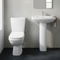 Inodoro de cerámica de dos piezas con pedestal y lavabo, sistema de doble descarga, montaje en suelo, para proyectos en África.
