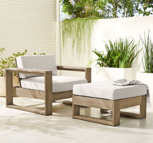 Silla Tumbona Moderna de Madera de Teca Ecológica para Exteriores con Otomana, Diseño Tropical, para Piscina, Hotel, Villa, Patio, Jardín - Product Image 1