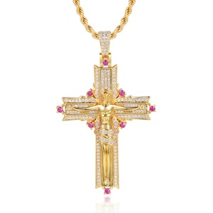 Nuevo Collar con Colgante de Jesús Estilo Hip Hop 2026, Colgante de Cruz con Incrustaciones de Diamantes, Diseño de Diseñador, Collar con Colgante de Jesús Dorado para Hombre - Product Image 6