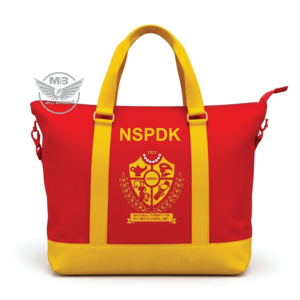 Sac fourre-tout en toile rouge et jaune NSPDK, nouveau design personnalisé, fermeture à glissière, sac à main - Product Image 1