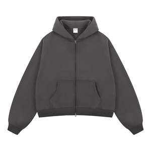 Sweat-shirts à capuche zippés de haute qualité pour hommes 2026, 100 % coton, hiver, couleur unie, logo brodé et imprimé numériquement sur le devant - Product Image 5