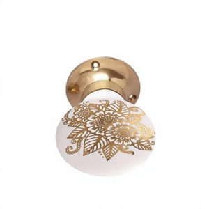 Round Porcelain Cabinet Knob with Gold Floral Design Modern Eco-Friendly Durable Furniture Handle for Bedroom Use - Product Image 5
