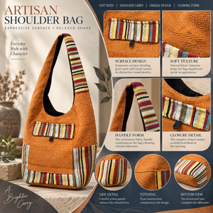 Bolso de Hombro Bohemio para Mujer con Correa Única y Cierre de Botón |   Bolso Bandolera Estilo Hippie para Uso Diario Informal y Viajes - Product Image 5