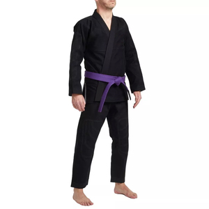 Kimono de Jiu Jitsu Negro para Hombre, Uniforme 100% Algodón, Durable, Cinturón Morado Incluido, Corte Regular, Talla Adulto - Product Image 2