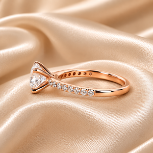 แหวนเพชรทรงกลมทอง 14K เพชรสร้างในห้องปฏิบัติการ |   วงแหวนหมั้นแบบ Pave |   เครื่องประดับเจ้าสาวสุดหรูสำหรับผู้หญิง |   ของขวัญวันครบรอบ - Product Image 2