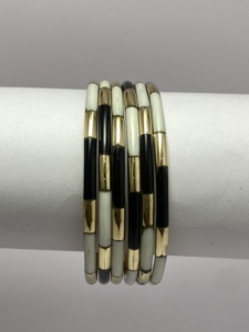 Bulk Mixed Resin & Brass Studded Bangles Set | Handmade Stacking <b>Bracelets</b> Wholesale | Custom Ethnic <b>Beaded</b> <b>Bracelets</b> India - Product Image 2
