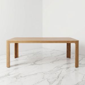 Mesa de Comedor Moderna de Teca para Exteriores, Rectangular, con Listones de Madera, Muebles de Patio, Diseño con Esquinas Redondeadas, Decoración para Jardín y Patio Trasero - Product Image 1