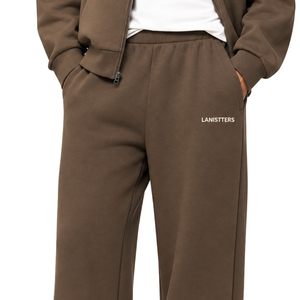 Pantalones Deportivos de Felpa Marrón para Hombre, Corte Ancho y Relajado, Cintura con Cordón, Logotipo Personalizado, Estilo Urbano, OEM - Product Image 3