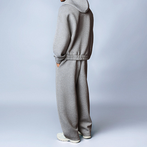 Ensemble de survêtement ample style classique avec double fermeture éclair, sweat à capuche épais 500 GSM et pantalon de jogging large, style streetwear hip-hop - Product Image 2