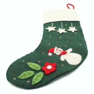 Calcetín Navideño de Lana Afieltrada, Personalizable, Ecológico, de Lujo, Hecho a Mano, con Diseño de Muñeco de Nieve, para Decoración Navideña - Product Image 3