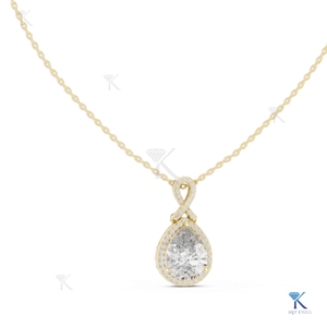 3.50 CT Lab Grown Diamond Teardrop Halo Pendant <b>Necklace</b> Solid <b>Gold</b> Fine Women <b>Infinity</b> Charm Luxury Jewelry Gift Party Wedding - Product Image 1