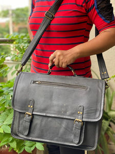 Maletín portátil de cuero genuino de grano completo para ordenador portátil, bolso de hombro de negocios, bolso para ordenador portátil de oficina - Product Image 3