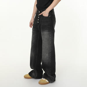 Men's Vintage Mid Waist <b>Boot</b> Cut Loose Denim Jeans with Character Pattern Customizable Medium Wash Eco-Friendly & Breathable - Product Image 3