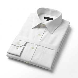 Chemise habillée formelle pour homme 100 % coton, unie, à manches longues, en popeline tissée, infroissable, col classique, pour le bureau, OEM - Product Image 1