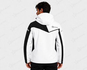 Veste softshell blanche et noire pour homme avec capuche, imperméable, coupe-vent, veste de sport d'hiver pour l'extérieur, vêtements de travail personnalisés - Product Image 3