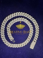Collier chaîne cubaine 14 mm en moissanite VVS1 sertie de pierres, en argent 925, pour homme, style hip-hop, cadeau pour rappeur, pour soirée, pour ami